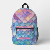 Trendy Waterverf Pastel Zeemeerminneschaal Bedrukte Rugzak (Voorkant)