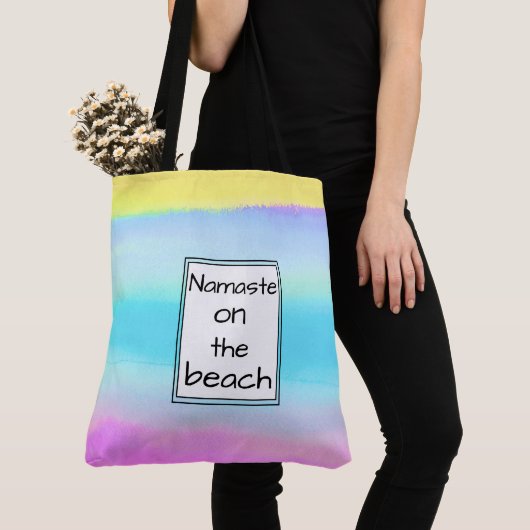 Trendy Waterverf Pattern Namaste op het strand Tote Bag (Dichtbij)