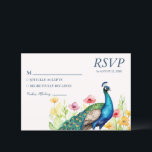 Trendy Waterverf Peacock Flowers RSVP Kaartje<br><div class="desc">Deze prachtige RSVP-kaart zal een blijvende indruk maken op uw gasten. De adembenemende waterverf pauw bloemen creëer een elegant, in het oog springend ontwerp dat de toon zet voor uw speciale gelegenheid. Met een luxe matte afwerking en aanpasbare details, maakt deze kaart het reageren naadloos voor uw bezoekers. Verhoog uw...</div>