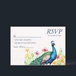 Trendy Waterverf Peacock Flowers RSVP Kaartje<br><div class="desc">Deze prachtige RSVP-kaart zal een blijvende indruk maken op uw gasten. De adembenemende waterverf pauw bloemen creëer een elegant, in het oog springend ontwerp dat de toon zet voor uw speciale gelegenheid. Met een luxe matte afwerking en aanpasbare details, maakt deze kaart het reageren naadloos voor uw bezoekers. Verhoog uw...</div>