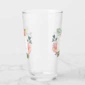 Trendy Waterverf Peony Flowers | Monogram Glas (Links)