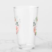 Trendy Waterverf Peony Flowers | Monogram Glas (Rechts)