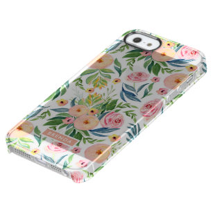 Trendy waterverf pinda's bloemen patroon doorzichtig iPhone SE/5/5s hoesje