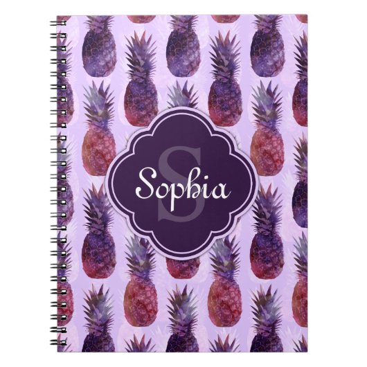 Trendy Waterverf Pineappelpatroon Notitieboek (Voorkant)