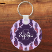 Trendy Waterverf Pineappelpatroon Sleutelhanger (Voorkant)
