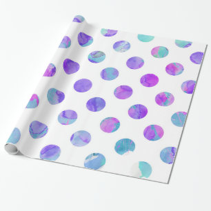 Trendy Waterverf Pink, Aqua en Paarse Polka Dot Cadeaupapier