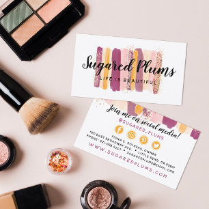 Trendy Waterverf Plum Paars & Gold Social Media Visitekaartje