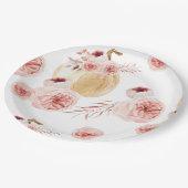 Trendy Waterverf Pompoen & Bloemen | Herfst Valeri Papieren Bordje (Gekanteld)