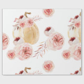 Trendy Waterverf Pumpkin & Flowers | NajaarsHerfst Cadeaupapier (Vlak)