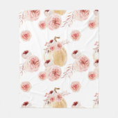 Trendy Waterverf Pumpkin & Flowers | NajaarsHerfst Fleece Deken (Voorkant)