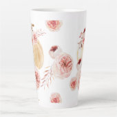 Trendy Waterverf Pumpkin & Flowers | NajaarsHerfst Latte Mok (Voorkant)