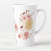 Trendy Waterverf Pumpkin & Flowers | NajaarsHerfst Latte Mok (Rechts)