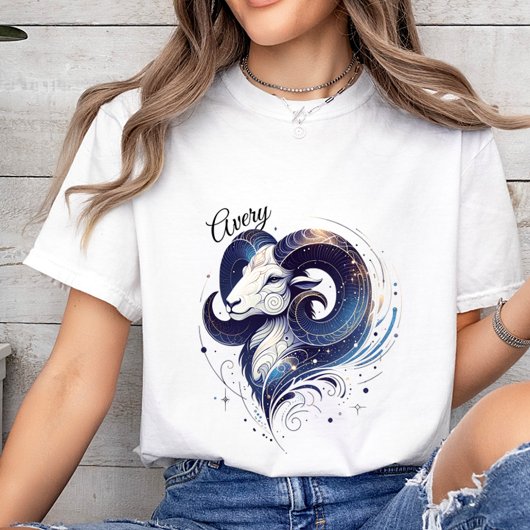Trendy Waterverf Ram Zodiac Custom T-shirt