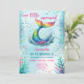 Trendy waterverf regenboog zeemeermin staartverjaa kaart (Staand voorkant)