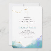 Trendy Waterverf Religieuze Uitnodiging (Voorkant)