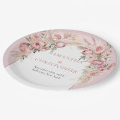 Trendy waterverf Roos goudbloemen pampasgras Papieren Bordje (Gekanteld)