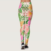 Trendy Waterverf roze bloemen Leggings (Achterkant)