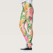 Trendy Waterverf roze bloemen Leggings (Links)