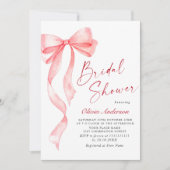 Trendy Waterverf Roze Bow Coquette Vrijgezellenfee Kaart (Voorkant)