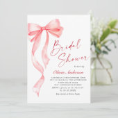 Trendy Waterverf Roze Bow Coquette Vrijgezellenfee Kaart (Staand voorkant)