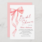 Trendy Waterverf Roze Bow Coquette Vrijgezellenfee Kaart (Voorkant / Achterkant)