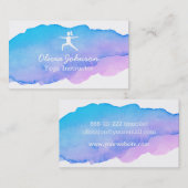 Trendy Waterverf Roze Freelance Yoga Instructor Visitekaartje (Voorkant / Achterkant)
