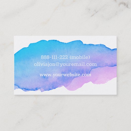 Trendy Waterverf Roze Freelance Yoga Instructor Visitekaartje (Achterkant)