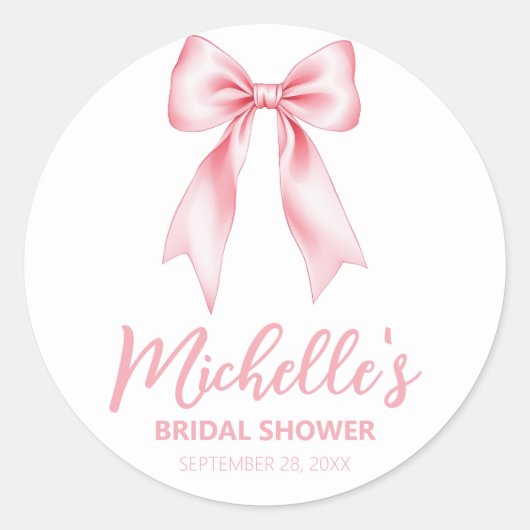 Trendy Waterverf Roze Strik Coquette Bruiloft Fees Ronde Sticker (Voorkant)