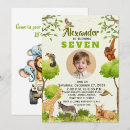 Trendy Waterverf Safari Kinderfeest Dieren Jungle Kaart