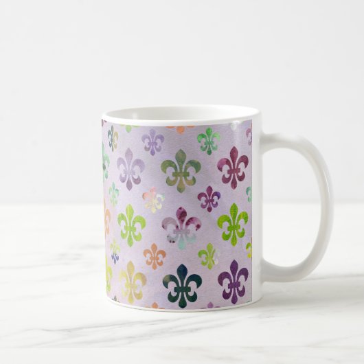 Trendy Waterverf schilderend fleur de lis pattern Koffiemok (Rechts)