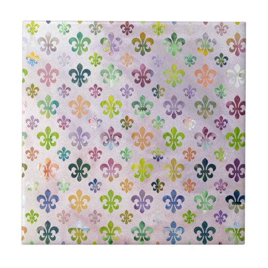 Trendy Waterverf schilderend fleur de lis pattern Tegeltje (Voorkant)