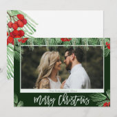 Trendy Waterverf Script Merry Kerstfoto Feestdagenkaart (Voorkant / Achterkant)