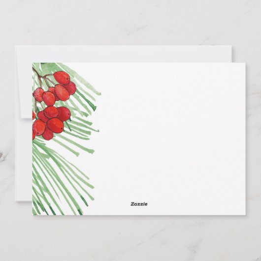 Trendy Waterverf Script Merry Kerstfoto Feestdagenkaart (Achterkant)