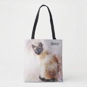 Trendy Waterverf Siamese Cat Personalized Tote Bag (Voorkant)