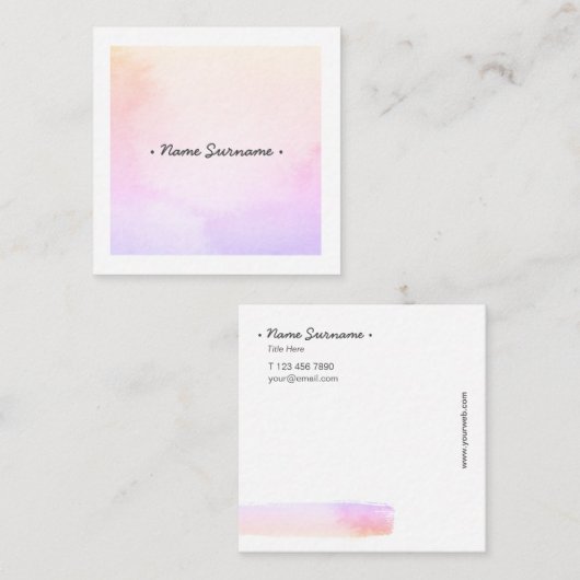 Trendy Waterverf Stoke PurpleSquare Visitekaartje (Voorkant / Achterkant)
