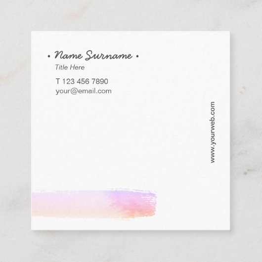 Trendy Waterverf Stoke PurpleSquare Visitekaartje (Achterkant)