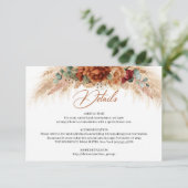 Trendy waterverf terracotta bloemetjes pampasgras informatiekaartje (Staand voorkant)