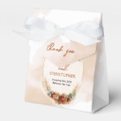 Trendy waterverf terracotta roestige bordeaux pamp bedankdoosjes (Voorkant Zijde)