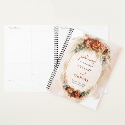 Trendy waterverf terracotta roestige bordeaux pamp planner (Display)