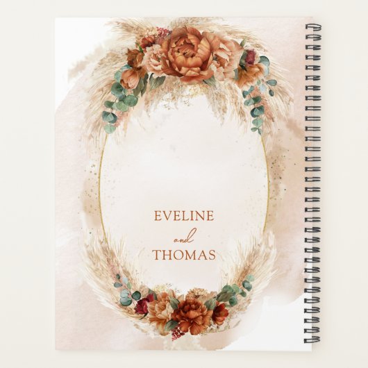 Trendy waterverf terracotta roestige bordeaux pamp planner (Achterkant)