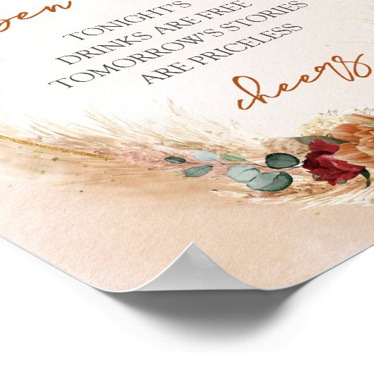 Trendy waterverf terracotta roestige bordeaux pamp poster (Hoek)