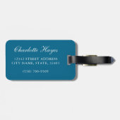 Trendy Waterverf Tropisch Blauw Monstera Leaf Bagagelabel (Achterkant horizontaal)