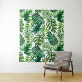 Trendy Waterverf Tropische monstera en palmbladere Wandkleed (In situ)