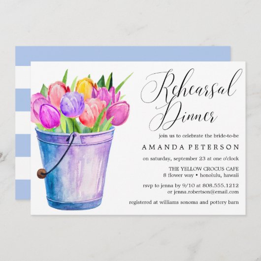 Trendy Waterverf Tulps rustic repetitive diner Kaart (Voorkant / Achterkant)