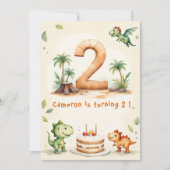 Trendy Waterverf Twee-Rex Tweede Verjaardag Kaart (Voorkant)