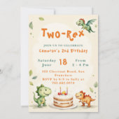 Trendy Waterverf Twee-Rex Tweede Verjaardag Kaart (Achterkant)