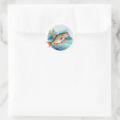Trendy waterverf vissen ronde sticker (Tas)