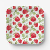 Trendy Waterverf Weide Aardbei Baby Shower Papieren Bordje (Voorkant)