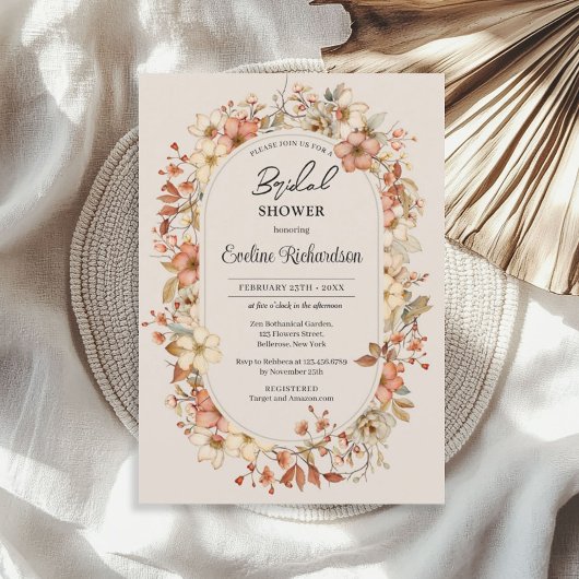 Trendy waterverf wilde bloemen boho arch kaart