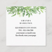 Trendy Waterverf wilde weide groen gebladerte Vierkante Visitekaartje (Achterkant)